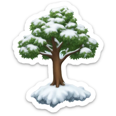 A tree with snow on top sticker