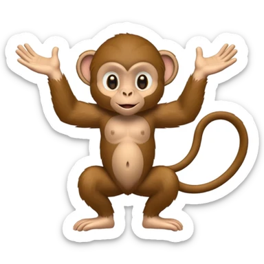 Monkey Showing his waist using both hands keeping the hand above the thighs  sticker