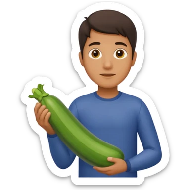 man. carrying a zucchini sticker