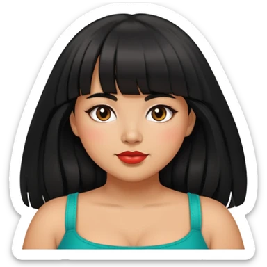 Mexican girl with bangs black long hair plus size in love sticker