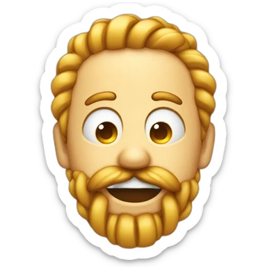 Crying laughing emoji with a long braided goatee and a minocle sticker