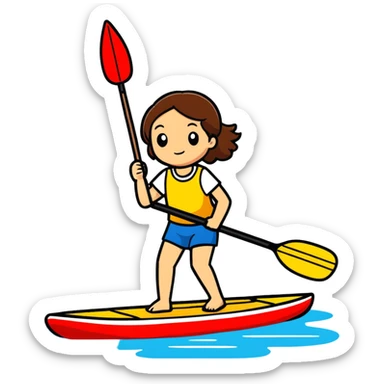 White Girl with brown hair playing paddel  sticker