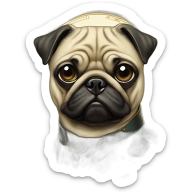 A cyberpunk pug in Art Nouveau style during 1910 sticker
