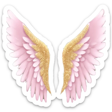 A set of angel wings, light pink with glittering gold around the edges, very full glam and beautiful sticker