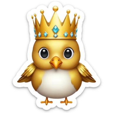 bird with crown and big earrings single vibrant colour  sticker