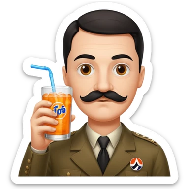 Hilter mustache drinking Fanta sticker