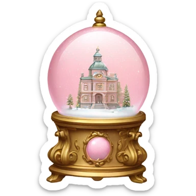 vintage rococo light pink snow globe sticker