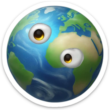 planet Earth with a cartoon playful face with big feminine eyes sticker