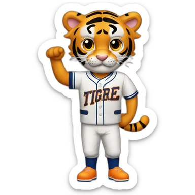 Tigre con camiseta de beisbol y la letra L sticker