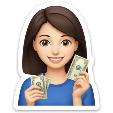 brunet Woman with smokin holding dolar sticker
