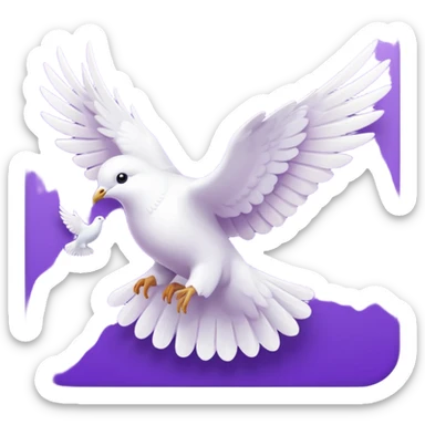 White and purple dove flying towards heaven  sticker