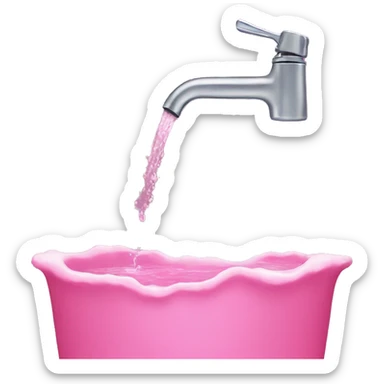 Pink water pouring down a faucet  sticker