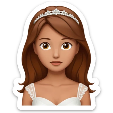 White tanned skin bride with brown hair with a chin on her face sticker