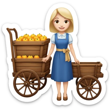 a lady standig near to a cart sticker