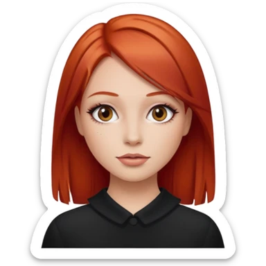 una chica maquillada con el pelo liso y pelirrojo sticker