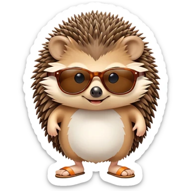 Hedgehog wearing sunglasses and flip flops  sticker