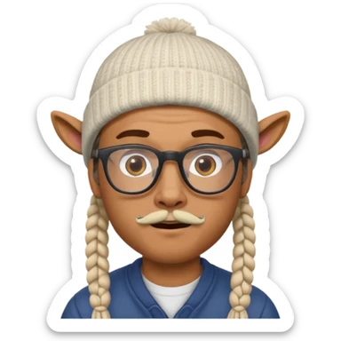 man with braids glasses beanie and goat beard sticker