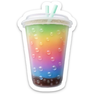 rainbow bubble tea sticker