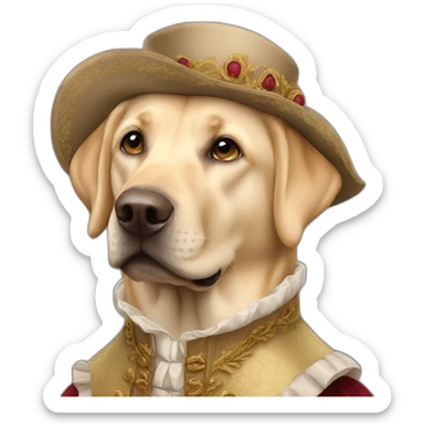 male blonde labrador in renaissance outfit sticker