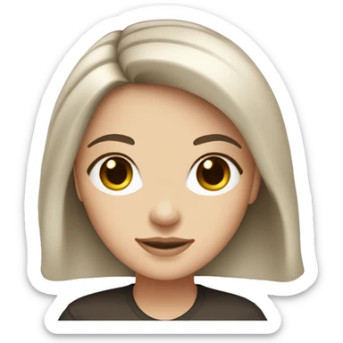 White girl with medium length dark brown hair with dark brown eyes  sticker