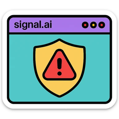 icon for signal.ai, emergency dashboard, with shield and alert symbol, clean and professional look, modern tech style sticker