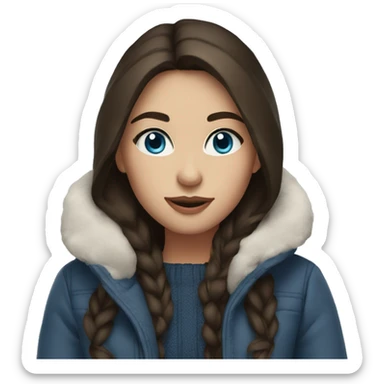 Brunette girl blue eyes winter outfit sticker