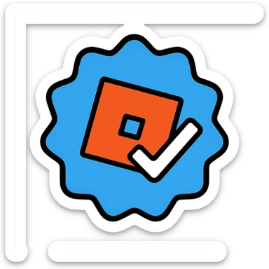 Roblox verified badge emoji, inspired by the official Roblox verified checkmark, colorful outlined style, no text sticker