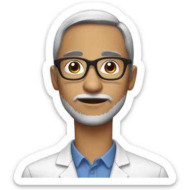 black hair and glasses science teacher sticker