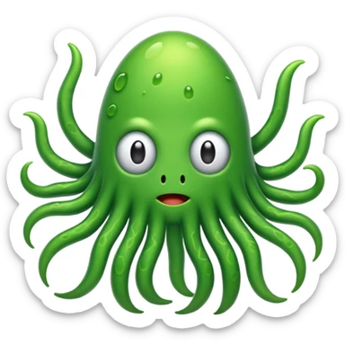 green germs emoji with many limbs sticker