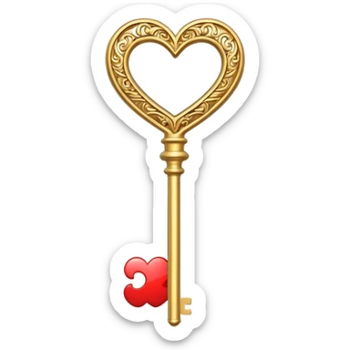 gold heart key sticker