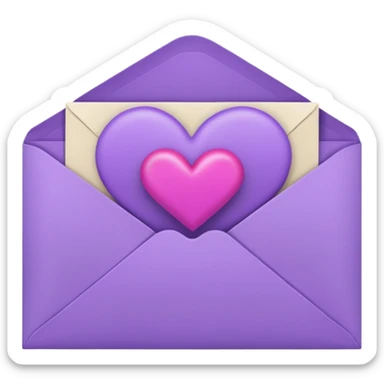 IOS's love letter emoji but with a purple heart instead of a red heart sticker