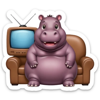 hippo watching TV sticker