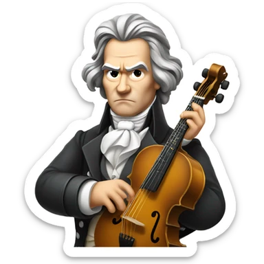 Beethoven looking stern holding banjo sticker