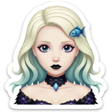 goth siren with fish scales sticker
