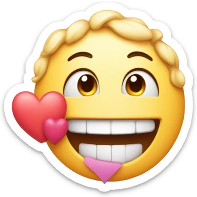 Smile with teeth while blushing with hearts  sticker