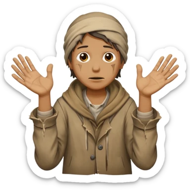 Person begging sticker