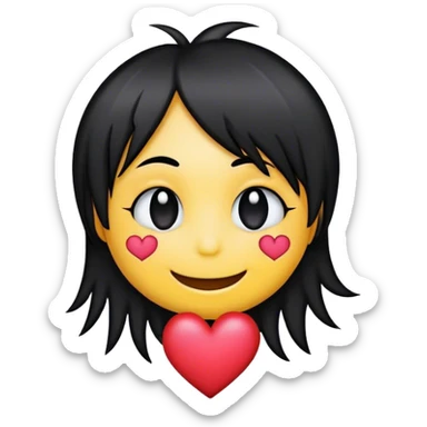 emo hair smiley with h sticker