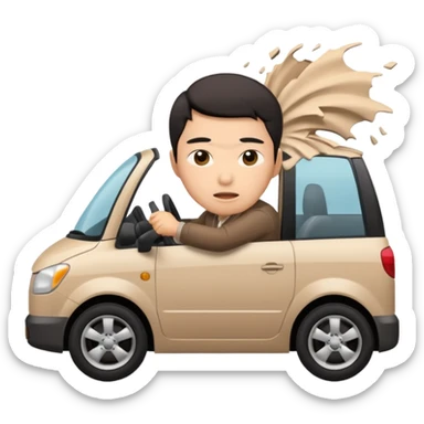 Asian driver crashing car sticker