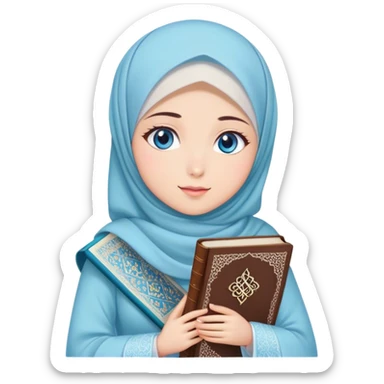 Turkish beautiful finish Konya girl blue eyes with hijab and Sakura dress have Quran  sticker