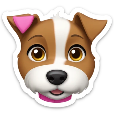  AI generated sticker of a female mini fox terrier wearing a pink collar, brown solid colour fur, inspired by the style of “Lady and the Tramp.” White outline around it sticker