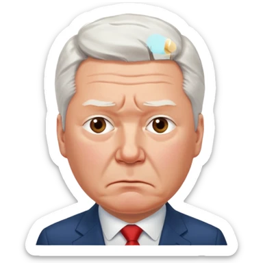 Very sad realistic Sergey Sobyanin, mayor of Moscow, looking upset and disappointed, expressive face sticker