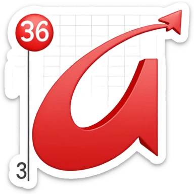 the number 36 on top of a graph with a downwards trajectory sticker