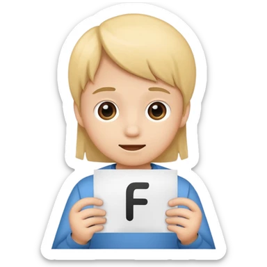 make the kid hold a paper that says F sticker