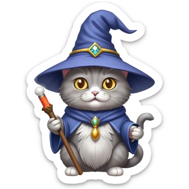 Cat that is a wizard and is smoking weed sticker