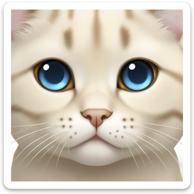 Cream color Scottish fold male cat with light blue eyes sticker