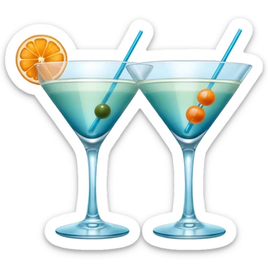 Create an two emoji of martini cocktail, cheers with blue lagoon cocktail sticker