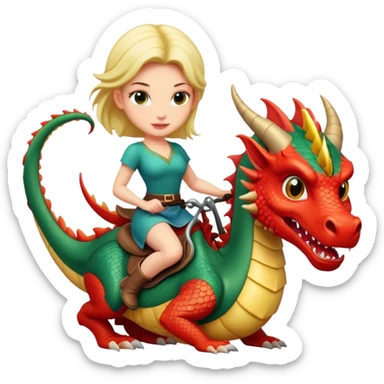 Woman dragon rider  sticker
