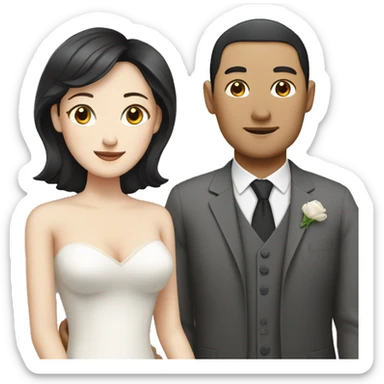 Chinese men with white women as wife and husband sticker