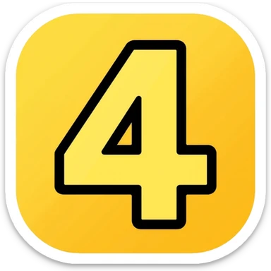 Number 4 on a yellow volumetric background sticker