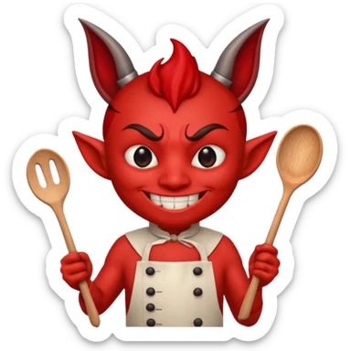 Cooker like demon with a smile and wooden spoon sticker